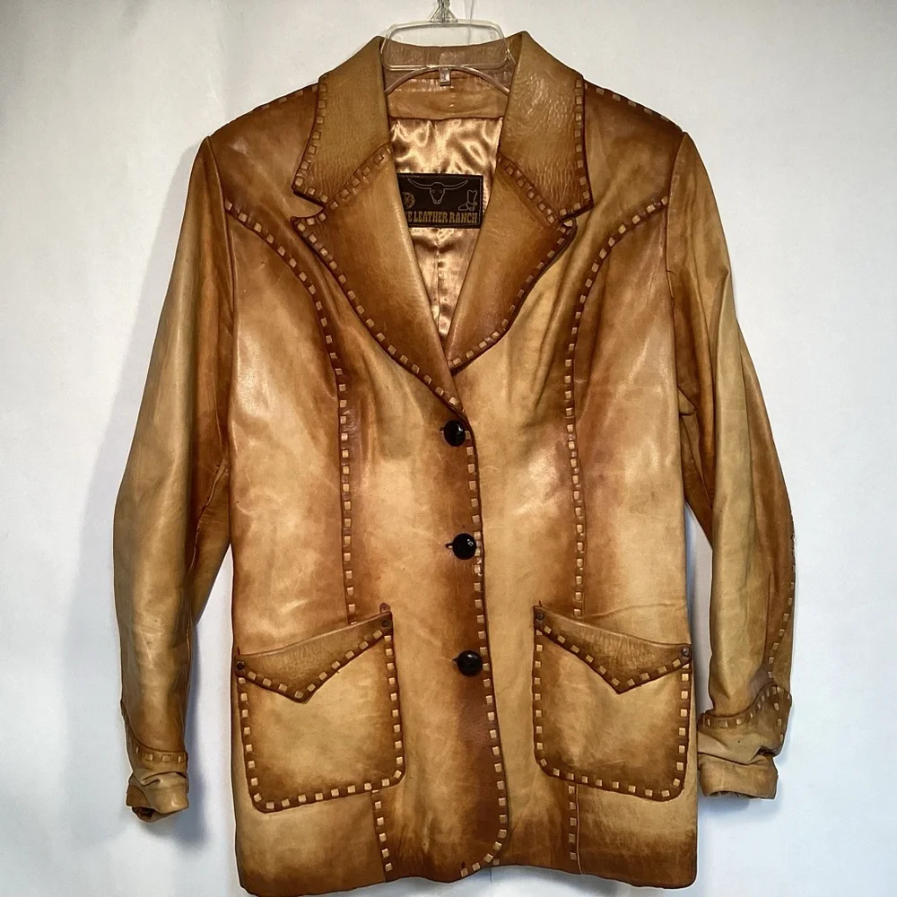 Vintage The Leather Ranch Western Leather Jacket Women’s size medium - Picture 1 of 16